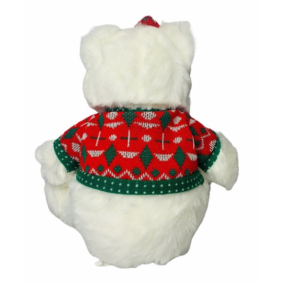 Vintage Jet General White Stuffed Plush 14" Christmas Girl Bear w/ Sweater 1996 - Picture 6 of 7